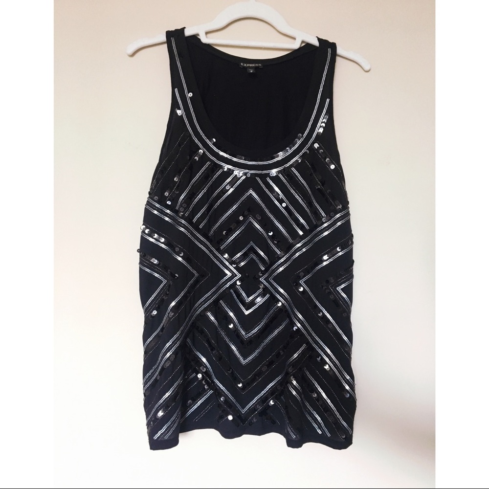 ✨ Express Black Sequin Tank Top | Size SP